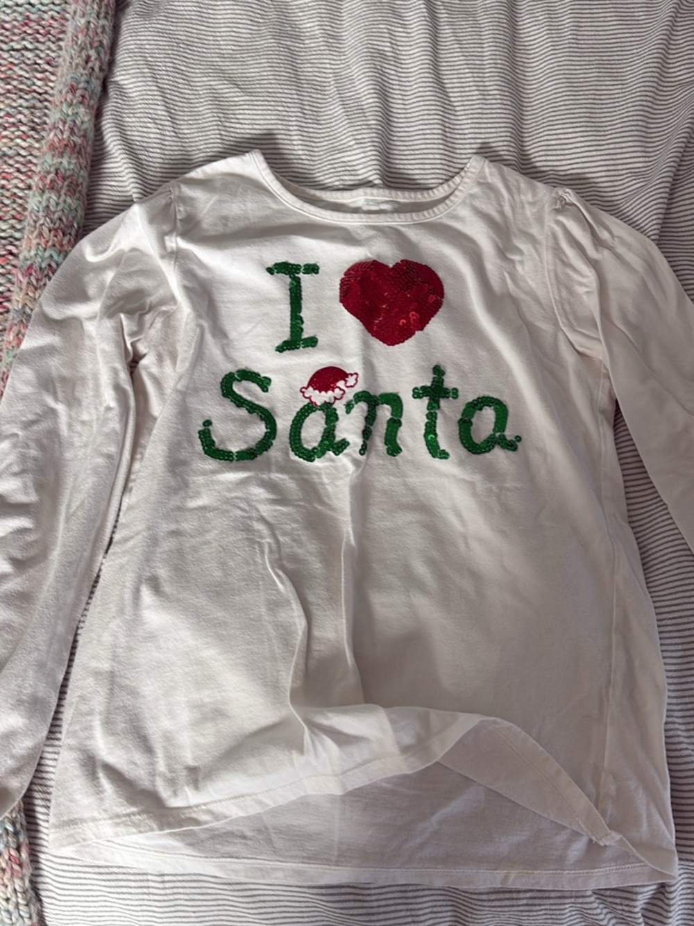 The Children's Place White Long-Sleeve 'I ♥ Santa' Sequin Tee